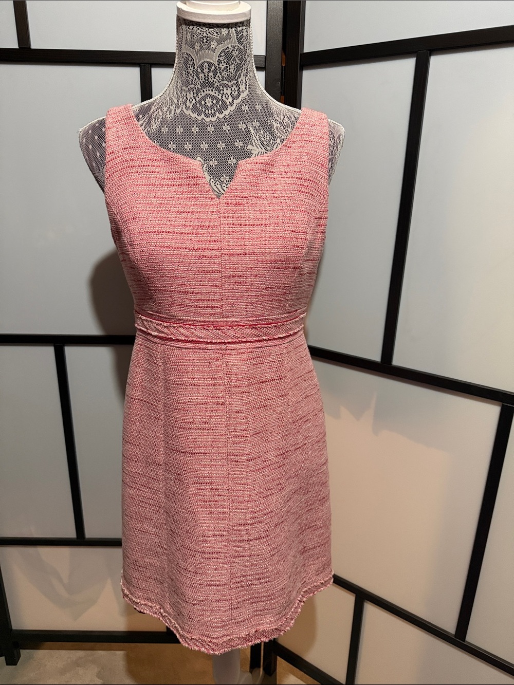 White House Black Market Pink Tweed Sleeveless Mini Dress
